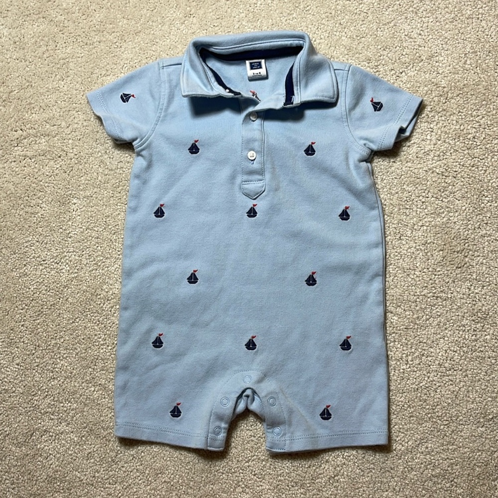 Janie and Jack Light Blue Nautical One Piece